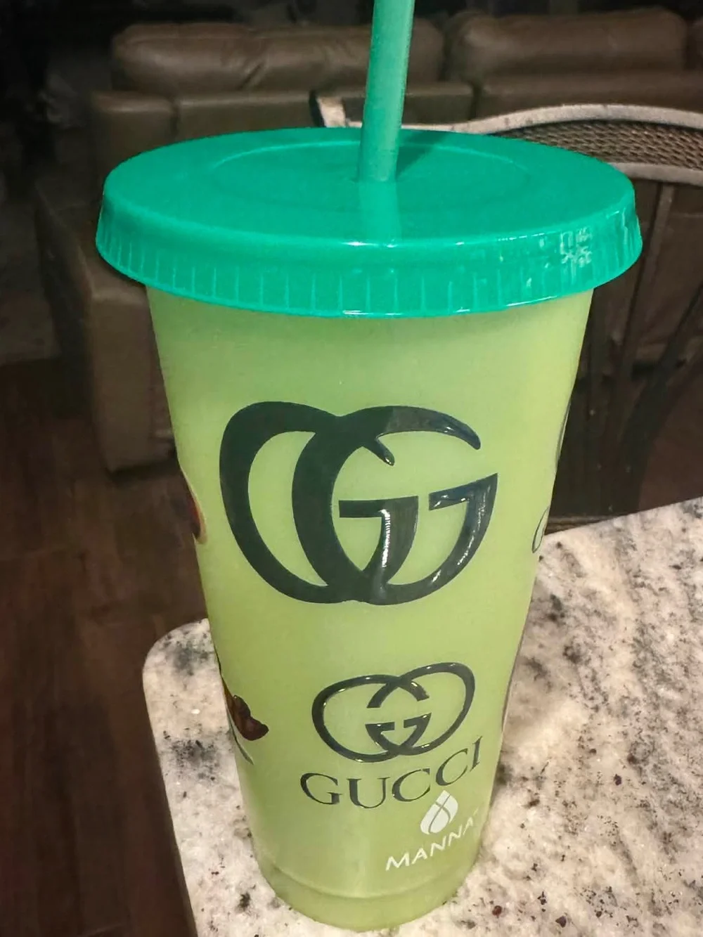 Gucci Betty Boop color changing Green Reusable Tumbler with Lid and Straw